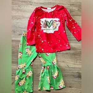 Boutique Peace, Love, Gingerbread Bell Bottom Pants - XS(12/18mos)